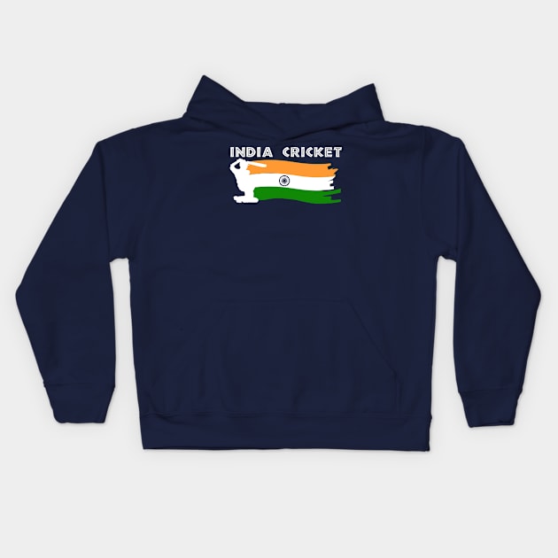 India Cricket  With Indian Flag Gift Kids Hoodie by BraaiNinja